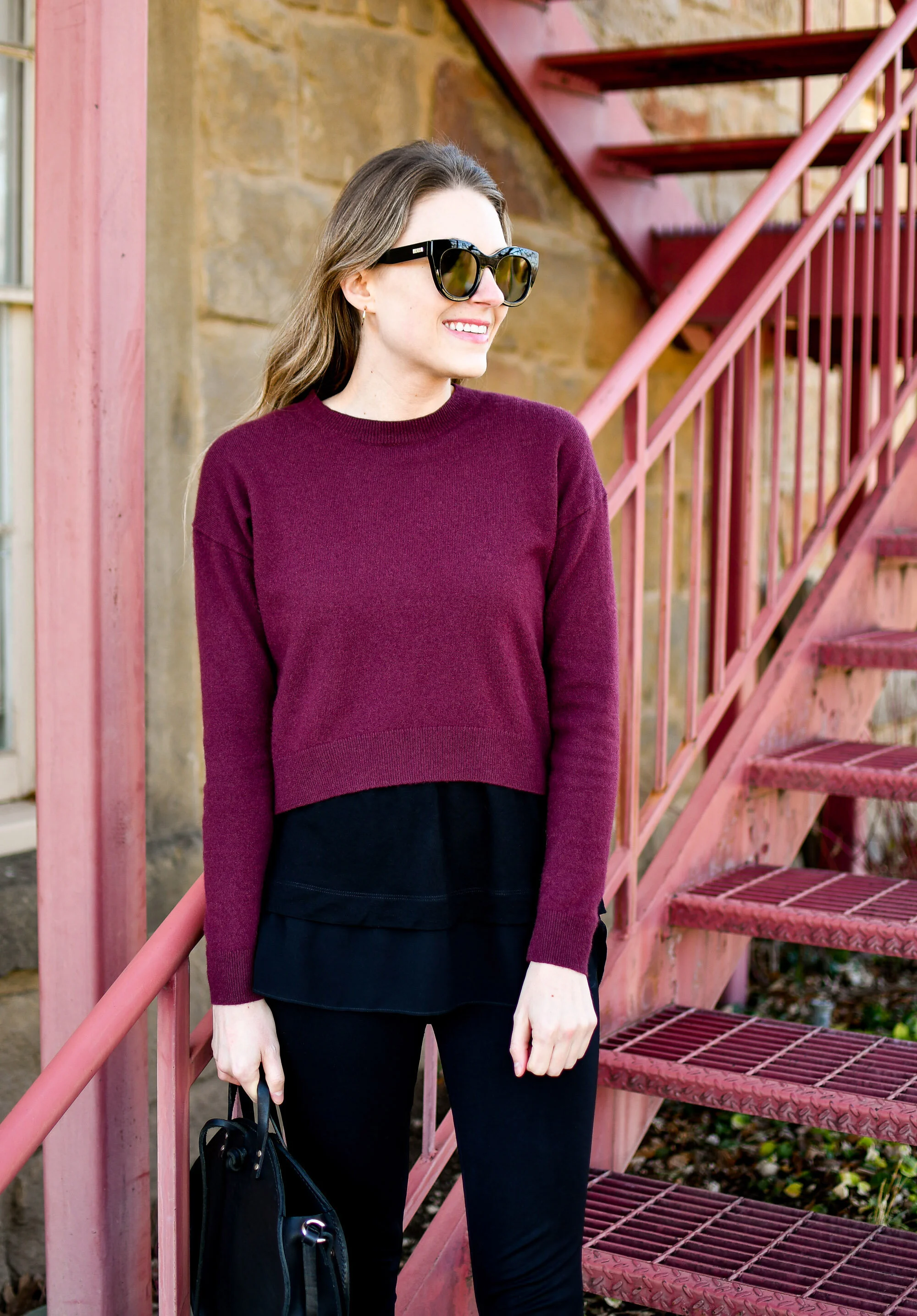 Burgundy top clearance outfit